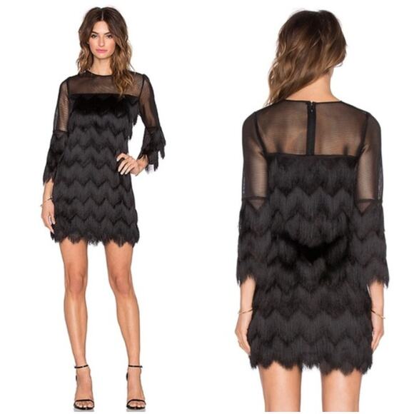 Alexis Xiomarra Black Fringe Cocktail Mini Dress Size S - Picture 1 of 9
